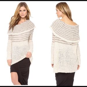 Free People Engineered Striped Cowl Neck Wool sz M